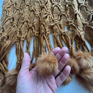 Unique Crocheted Scarf with Pom Poms
